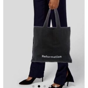 Reformation Canvas Tote Bag Black and White Shopping Bag 18''x15''
